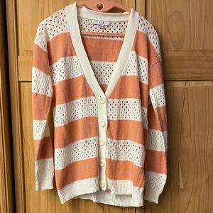 Forever 21 Women's Button-Up Cardigan - Peach and Cream